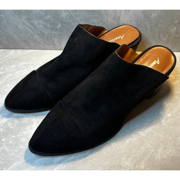 American Eagle Black Mule Point Toe Faux Suede Open Back Women's Size 10 - Picture 5 of 8